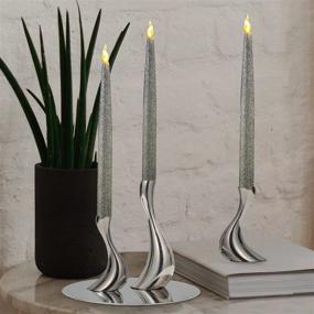 img 1 attached to 🕯️ Furora LIGHTING Silver LED Taper Window Candles, Candle Lights with Timer Function - Silver 11.5", Pack of 2