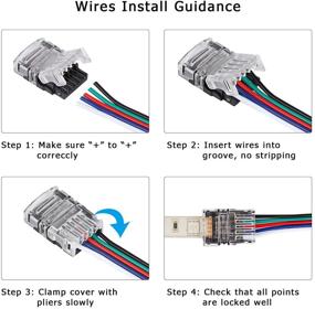 img 1 attached to 💡 8 Pack RGBW RGBWW 5050 LED Strip Light Connectors by BINZET - Waterproof 5 Pin 12mm Quick Connection, No Stripping Required, Includes 16.4ft 22 AWG Extension Cable