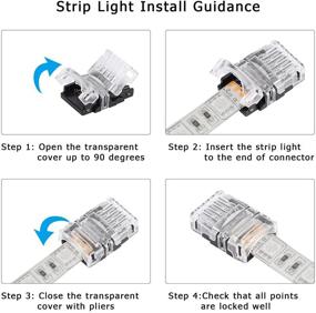 img 2 attached to 💡 8 Pack RGBW RGBWW 5050 LED Strip Light Connectors by BINZET - Waterproof 5 Pin 12mm Quick Connection, No Stripping Required, Includes 16.4ft 22 AWG Extension Cable