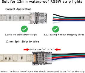 img 3 attached to 💡 8 Pack RGBW RGBWW 5050 LED Strip Light Connectors by BINZET - Waterproof 5 Pin 12mm Quick Connection, No Stripping Required, Includes 16.4ft 22 AWG Extension Cable