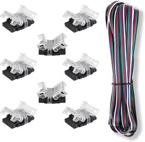 img 4 attached to 💡 8 Pack RGBW RGBWW 5050 LED Strip Light Connectors by BINZET - Waterproof 5 Pin 12mm Quick Connection, No Stripping Required, Includes 16.4ft 22 AWG Extension Cable