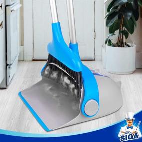 img 3 attached to MR.SIGA Blue and Gray Upright Broom with Dustpan Set