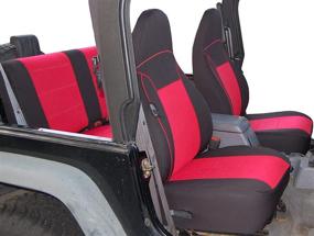 img 4 attached to 🔴 Premium Neoprene Seat Cover Set for Wrangler TJ 1997-2002 (Red/Black) - GEARFLAG