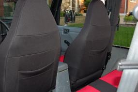 img 3 attached to 🔴 Premium Neoprene Seat Cover Set for Wrangler TJ 1997-2002 (Red/Black) - GEARFLAG