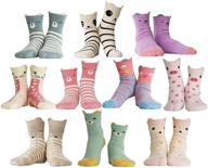 jewatiby toddler little kids girls animal print soft cotton crew socks - pack of 10 pairs in gift box logo