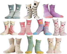 img 4 attached to Jewatiby Toddler Little Kids Girls Animal Print Soft Cotton Crew Socks - Pack of 10 Pairs in Gift Box