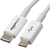 🔌 amazon basics usb type-c кабель к micro-b 2.0 - 6 футов (1.8 м) белый, 5 штук: быстрое зарядное и синхронизирующее решение. логотип