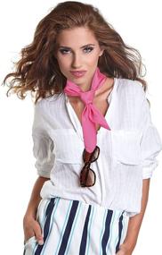 img 3 attached to 🧣 Stylish Chiffon Square Neck Scarf: Retro Satin Ribbon Handkerchief for Women & Girls