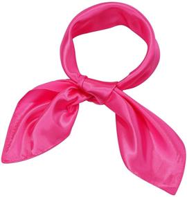 img 4 attached to 🧣 Stylish Chiffon Square Neck Scarf: Retro Satin Ribbon Handkerchief for Women & Girls