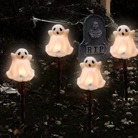 img 4 attached to 👻 Pallerina Halloween Pathway Light: Hauntingly Beautiful Ghost Stakes for Walkway Decor – 4 C7 Clear Bulbs, Perfect for Outdoor Walkways, Driveways, Yards, Garden, Lawn