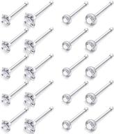 💎 opti18g 20g nose rings hoop studs 316l surgical steel cz crystal nostril piercing jewelry for women men 20-28 pcs logo