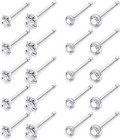 img 3 attached to 💎 Opti18G 20G Nose Rings Hoop Studs 316L Surgical Steel CZ Crystal Nostril Piercing Jewelry for Women Men 20-28 Pcs