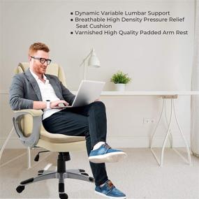 img 1 attached to 🪑 Premium Halter Executive Leather Home Office Desk Chair: Ergonomic Swivel Chair with Wheels for Optimal Comfort and Productivity