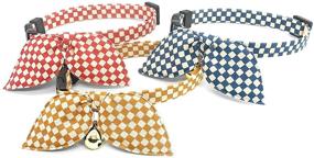 img 2 attached to 🐇 PetSoKoo Bunny Ears Scarf Bowtie Christmas Cat Collar with Bell - Fashionable Plaid Print, Made of 100% Cotton, Featuring Safety Breakaway, Soft and Lightweight