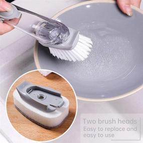 img 1 attached to 🧽 RUODMFE Soap Dispending Dish Brush: Efficient Kitchen Cleaning Set with 1 Brush and 2 Sponge Brushes