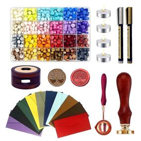 img 4 attached to 💌 Kewixn Sealing Wax Kit: 648 Pieces Beads, 24 Colors, Wax Warmer, Stamp Spoon, Metal Pens, Candles - Perfect for Gifting and Decoration