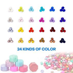 img 3 attached to 💌 Kewixn Sealing Wax Kit: 648 Pieces Beads, 24 Colors, Wax Warmer, Stamp Spoon, Metal Pens, Candles - Perfect for Gifting and Decoration