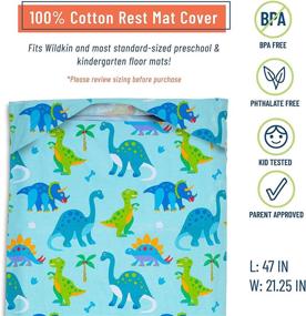 img 2 attached to Kid's Nap Mat Cover for Boys & Girls - Sewn-in Flap Pillowcase Design Rest Mat Cover, Fits Vinyl Nap Mat up to 1.5 Inches - Dinosaur Land Theme, BPA-Free