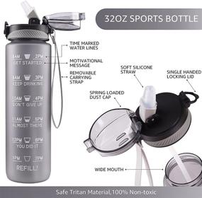 img 3 attached to 32oz MIYAJOY Water Bottle with Straw and Time Marker – Motivational BPA-Free Tritan, Reusable, Leakproof Water Bottle for Fitness and Outdoor Sports (Grey)