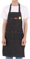 👩 dream.elk adjustable denim jean apron for women and men - chef, barista, bartender, painter - ideal for cooking, kitchen, bistro, cafe - 3 pockets included логотип