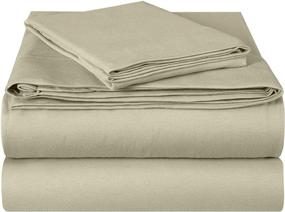 img 4 attached to 🛏️ EnvioHome Premium Knit Cotton Jersey Bed Sheet Set - 3 Piece - Twin XL, Natural: Superior Quality and Comfort!