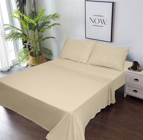 img 3 attached to 🛏️ EnvioHome Premium Knit Cotton Jersey Bed Sheet Set - 3 Piece - Twin XL, Natural: Superior Quality and Comfort!