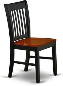 img 3 attached to 🪑 Восток Запад Мебель Норфолк Комплект Стула для обеденного стола в черном и вишневом цвете - 2 штуки, стулья с простыми деревянными сиденьями.
