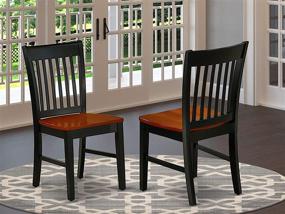 img 4 attached to 🪑 Восток Запад Мебель Норфолк Комплект Стула для обеденного стола в черном и вишневом цвете - 2 штуки, стулья с простыми деревянными сиденьями.