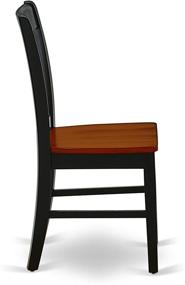 img 2 attached to 🪑 Восток Запад Мебель Норфолк Комплект Стула для обеденного стола в черном и вишневом цвете - 2 штуки, стулья с простыми деревянными сиденьями.