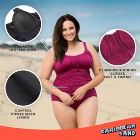 img 1 attached to Caribbean Sand Plus Swimsuit Control Women's Clothing in Swimsuits & Cover Ups