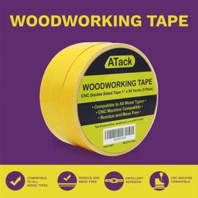 img 3 attached to 🔩 ATack Double-Sided Woodworking Tape 3-Pack - 1-Inch by 36-Yards - Ideal for CNC and Wood Templates - Removable, Residue-Free, and Surface-Safe