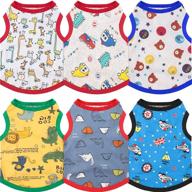 🐶 6-piece dog shirts bundle - printed cute breathable puppy sweatshirts - pet dog clothes and apparel - size s логотип