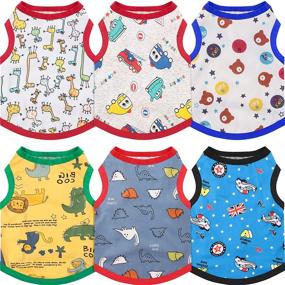 img 4 attached to 🐶 6-Piece Dog Shirts Bundle - Printed Cute Breathable Puppy Sweatshirts - Pet Dog Clothes and Apparel - Size S