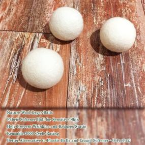 img 3 attached to Lauterye Wool Dryer Balls 6-Pack: Reusable Natural Fabric Softener Made of Organic New Zealand Wool - Stocking Stuffer Gifts, Hypoallergenic, Chemical-Free, Anti-Static, Lint-Free, Odorless