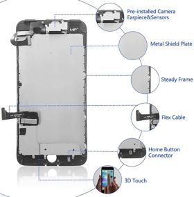 img 1 attached to 📱 Black Screen Replacement for iPhone 7 Plus - Mobkitfp 5.5" Full Assembly LCD Display Digitizer with Front Camera, Earpiece, Sensors, Waterproof Seal, Repair Tools, and Tempered Film - Compatible with A1784, A1785, A1661 (Black)