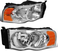 🚦 dna motoring hl-oh-dr02-ch-am chrome housing amber corner headlights for 02-05 ram 1500/03-05 ram 2500 3500 - left & right logo