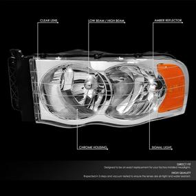 img 3 attached to 🚦 DNA Motoring HL-OH-DR02-CH-AM Chrome Housing Amber Corner Headlights for 02-05 Ram 1500/03-05 Ram 2500 3500 - Left & Right