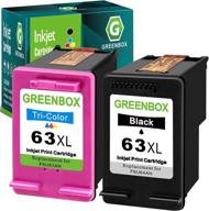 greenbox remanufactured ink cartridge 63 replacement for hp printers - 1 black & 1 tri-color - officejet, envy, deskjet compatible logo