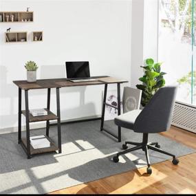 img 1 attached to 🖥️ CozyCasa Computer Desk: Mid Century Writing Desk with Shelves for Small Home Office in Brown