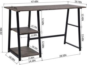 img 3 attached to 🖥️ CozyCasa Computer Desk: Mid Century Writing Desk with Shelves for Small Home Office in Brown