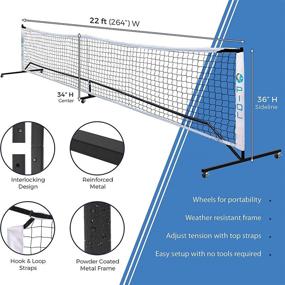 img 2 attached to 🥒 Portable Pickleball Net System - Metal Frame Regulation Size Set with Wheels & Net - Indoor & Outdoor Pickleball Nets - Easy Assembly Without Tools - Carry Bag included for Pickle Ball Set Storage