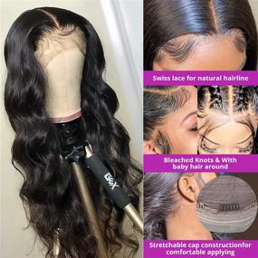 img 3 attached to 👩 NUOF Body Wave Lace Front Human Hair Wig, 13x4 HD Transparent Lace Frontal Wig 150% Density, Pre Plucked with Baby Hair, Perfect for Black Women (20 Inch)