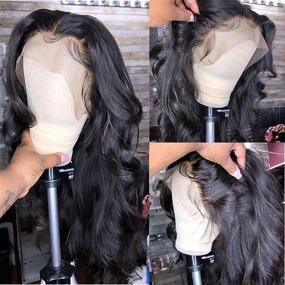 img 2 attached to 👩 NUOF Body Wave Lace Front Human Hair Wig, 13x4 HD Transparent Lace Frontal Wig 150% Density, Pre Plucked with Baby Hair, Perfect for Black Women (20 Inch)