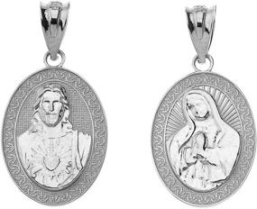 img 3 attached to 🙏 Sacred Heart of Jesus & Immaculate Heart of Mary Reversible Pendant Necklace in 925 Sterling Silver