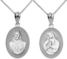 img 4 attached to 🙏 Sacred Heart of Jesus & Immaculate Heart of Mary Reversible Pendant Necklace in 925 Sterling Silver