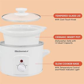 img 3 attached to 🍲 Elite Gourmet MST-250XW Electric Slow Cooker Ceramic Pot - Adjustable Temp, Versatile for Entrees, Sauces, Soups, Roasts, Stews & Dips - Dishwasher Safe (1.5 Quart, White)