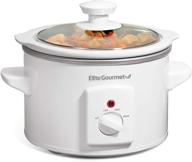 🍲 elite gourmet mst-250xw electric slow cooker ceramic pot - adjustable temp, versatile for entrees, sauces, soups, roasts, stews & dips - dishwasher safe (1.5 quart, white) логотип