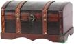 🧳 stylish and sturdy: vintiquewise(tm) leather wooden chest/trunk for convenient storage logo