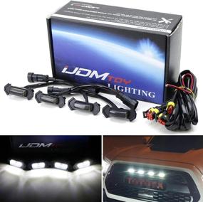 img 3 attached to 🚘 iJDMTOY 4pc Set Smoked Lens Front Grille Lighting Kit for 2016-up Toyota Tacoma w/TRD Pro Grill ONLY | (4) 4-SMD 6000K White LED Light Assy & Wiring Harness Included