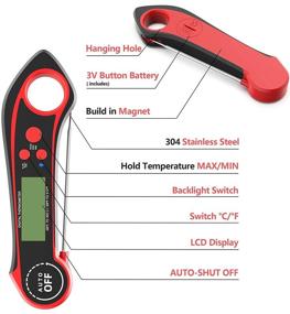 img 3 attached to 🌡️ Ultra-Fast Waterproof Digital Food Thermometer: Instant Read Meat Thermometer with Backlight, Magnet, Calibration, and Foldable Probe for Cooking, BBQ, Grill, and Roast Turkey